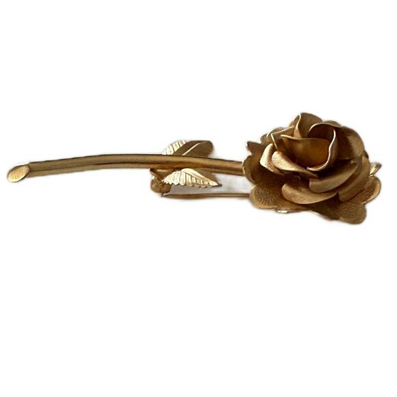 Vintage Gold Tone Single Rose Brooch Pin - Lady Ellen V20 12K Gold Filled 1960s - Picture 2 of 8
